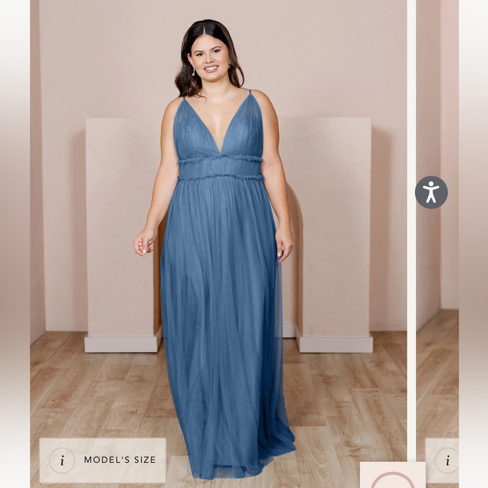 Revelry Alma Tulle Dress, dusty blue, size 4